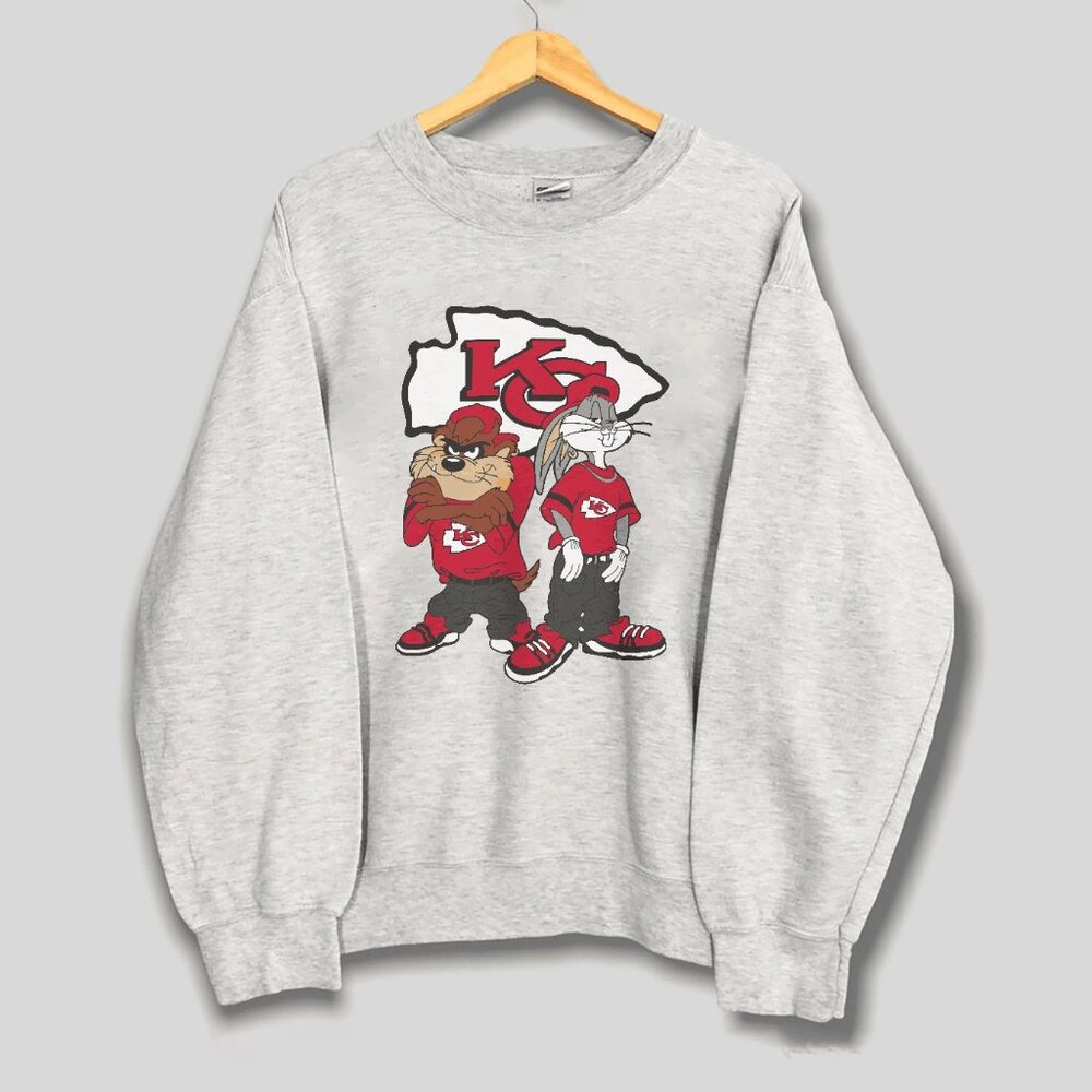 Looney Tunes Bugs And Taz Kansas City Chiefs Sweatshirt Retro NFL Football Shirt